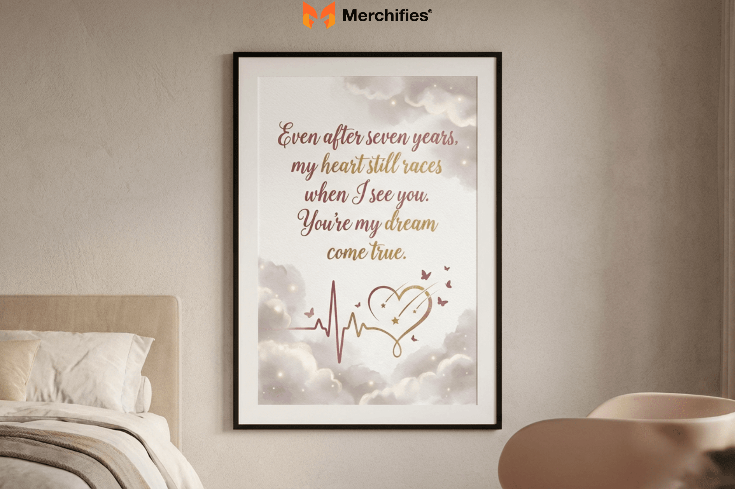 Romantic 7 Year Anniversary Quote Wall Art for Couples