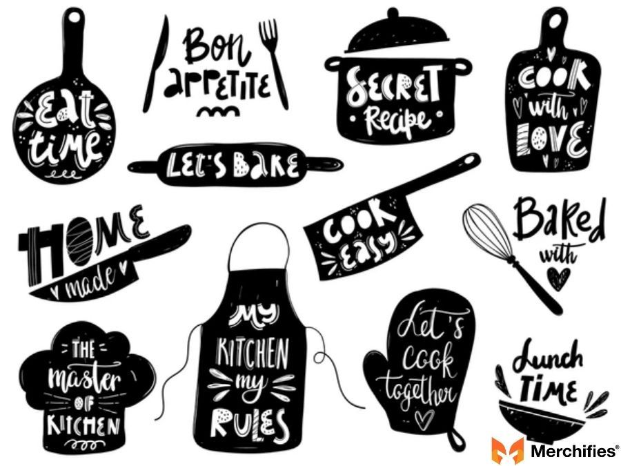 Best typography styles for restaurant apparel.