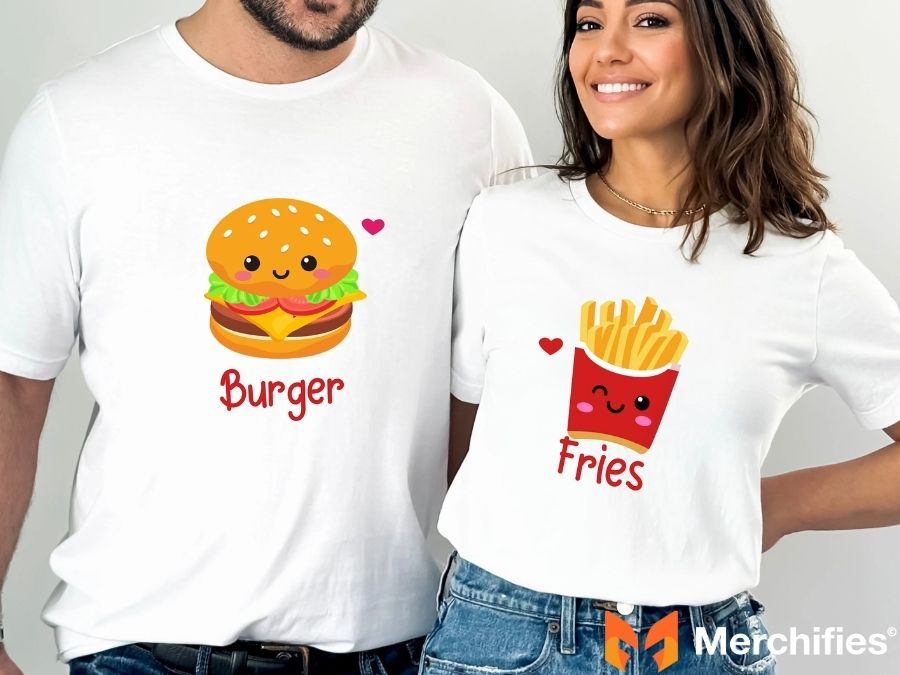 Celebrate love with adorable matching Valentine T-shirts for couples.