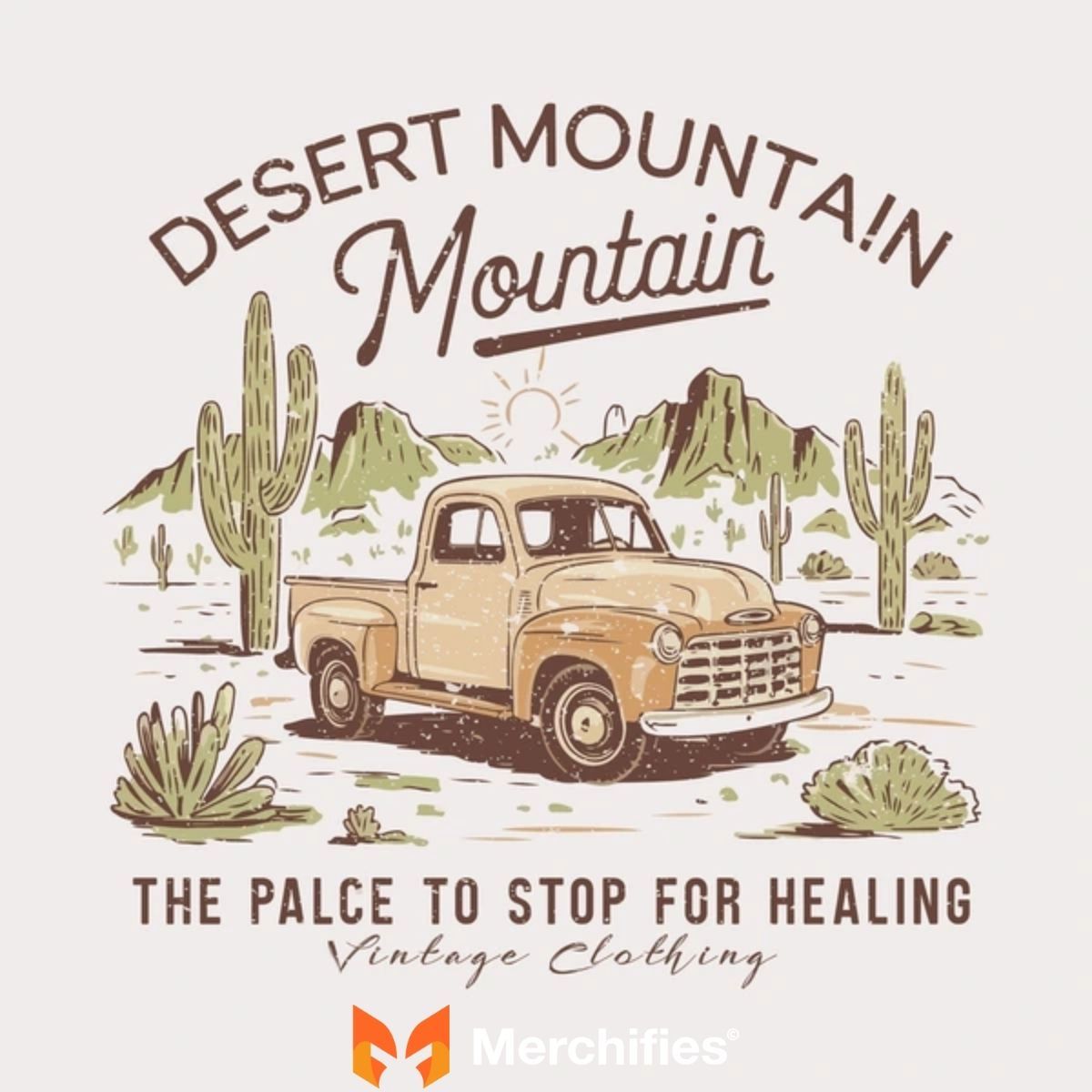 Desert Highway Cactus Sunset Truck Shirt Design