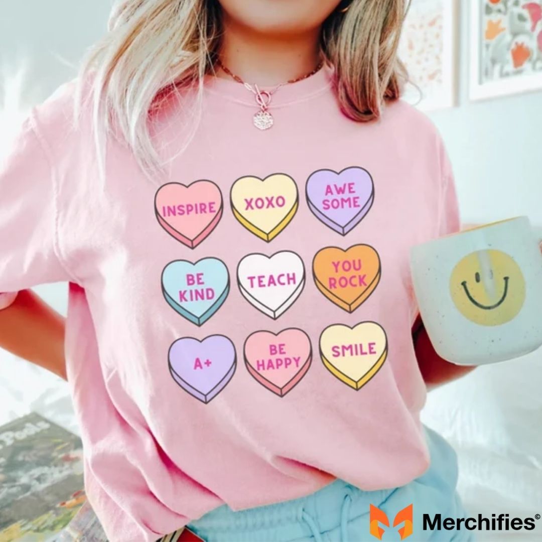 Design creative Valentine tees using trending fonts and colors.