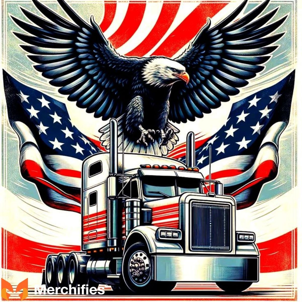 Eagle Over the Highway Truck Shirt Design