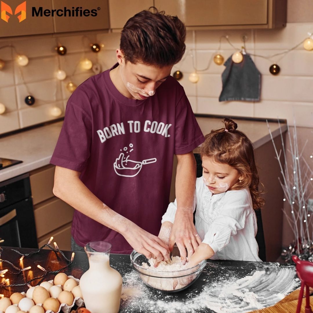 Express your foodie side with trendy chef shirts for home cooks.