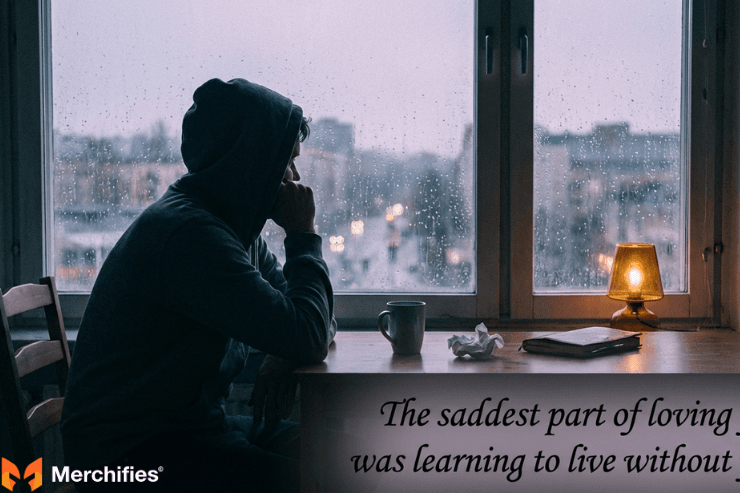 Hurt love quotes for him - person alone by rainy window representing heartbreak and emotional pain