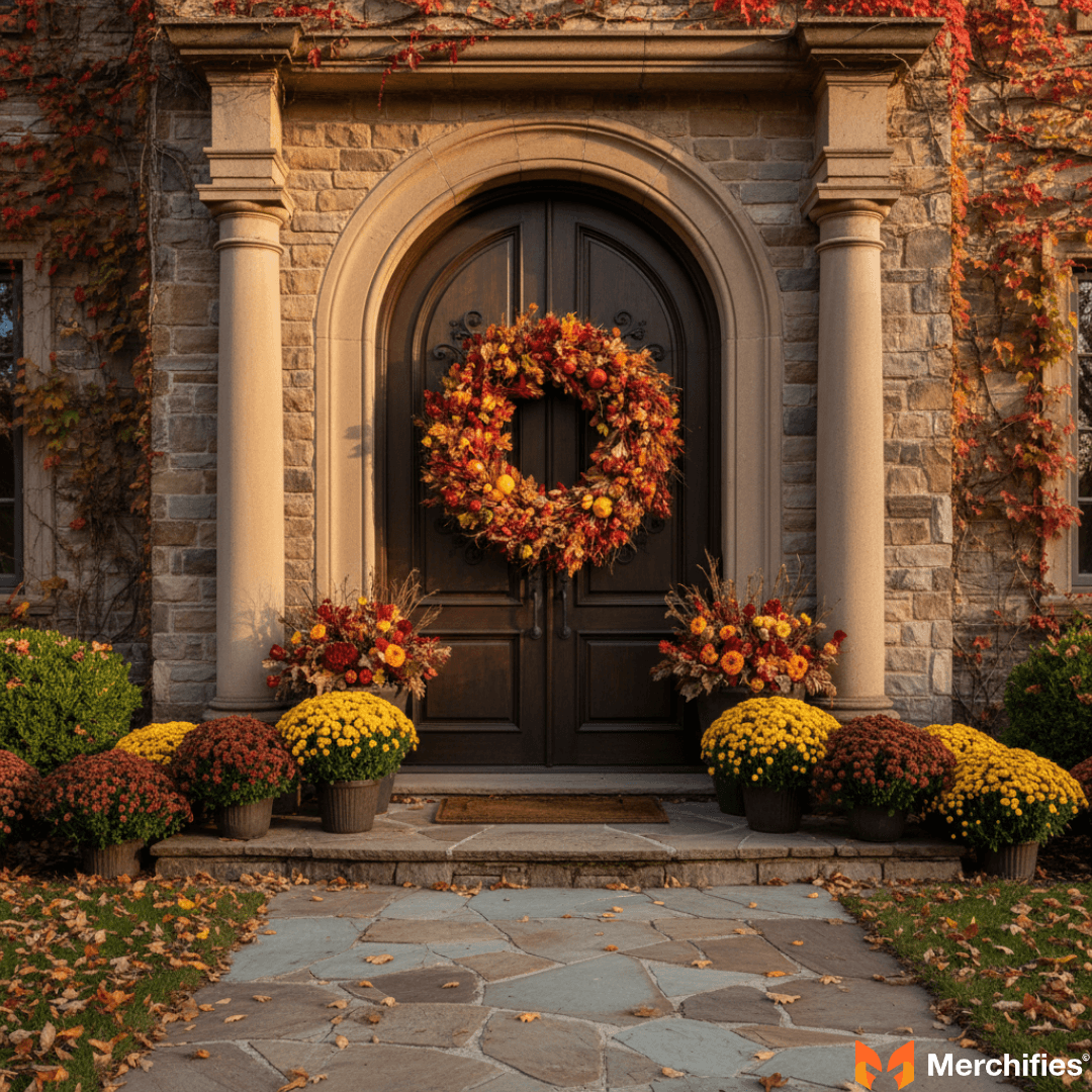 Large Fall Wreaths for a Grand Front Door Statement