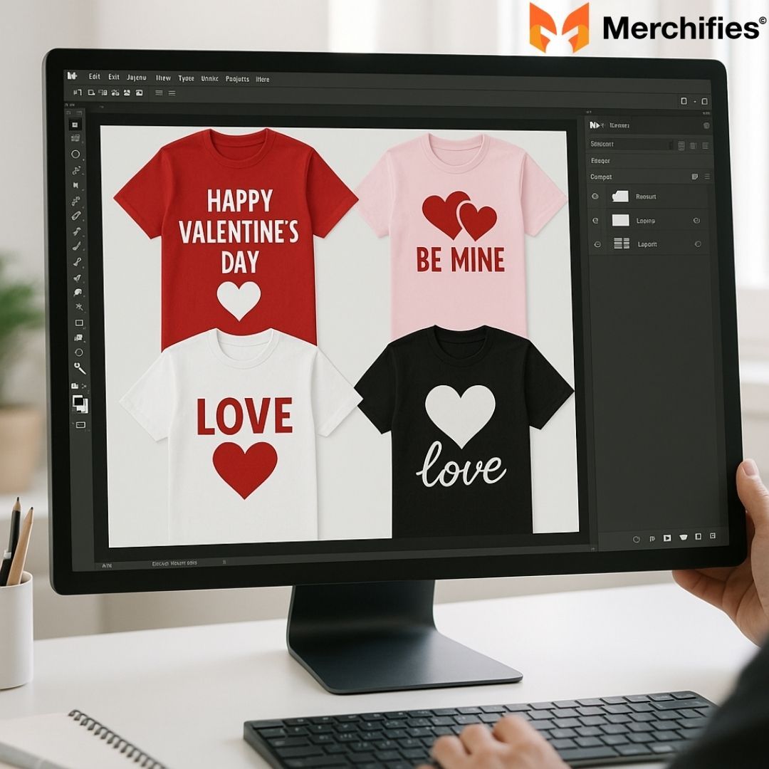 Learn how to design Valentine shirts for print on demand and sell love-inspired tees.