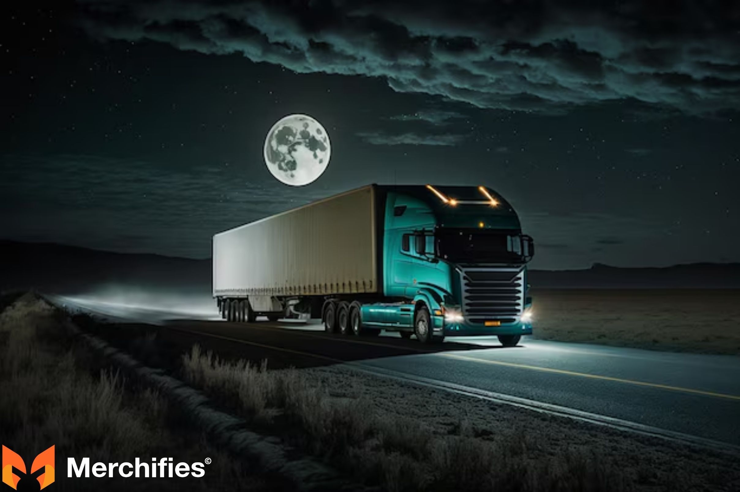 Moon Phases Over the Highway Truck Shirt Design