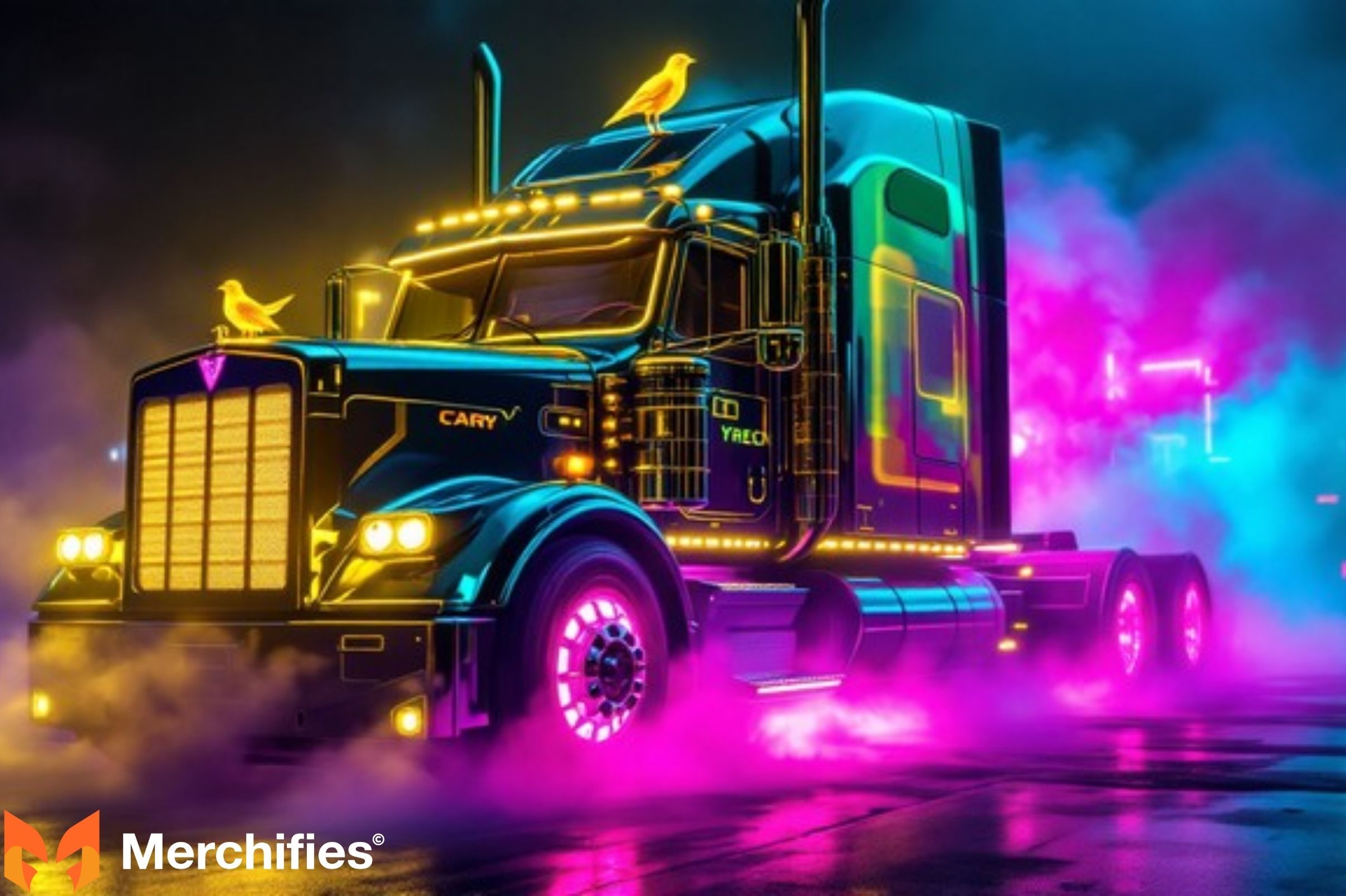 Neon Highway Nights Truck Shirt Design