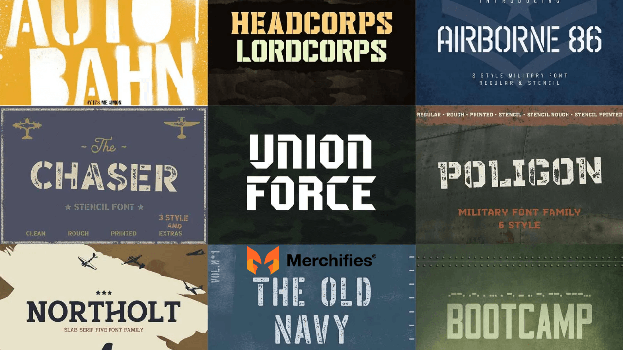 Popular Retro Military Font Families