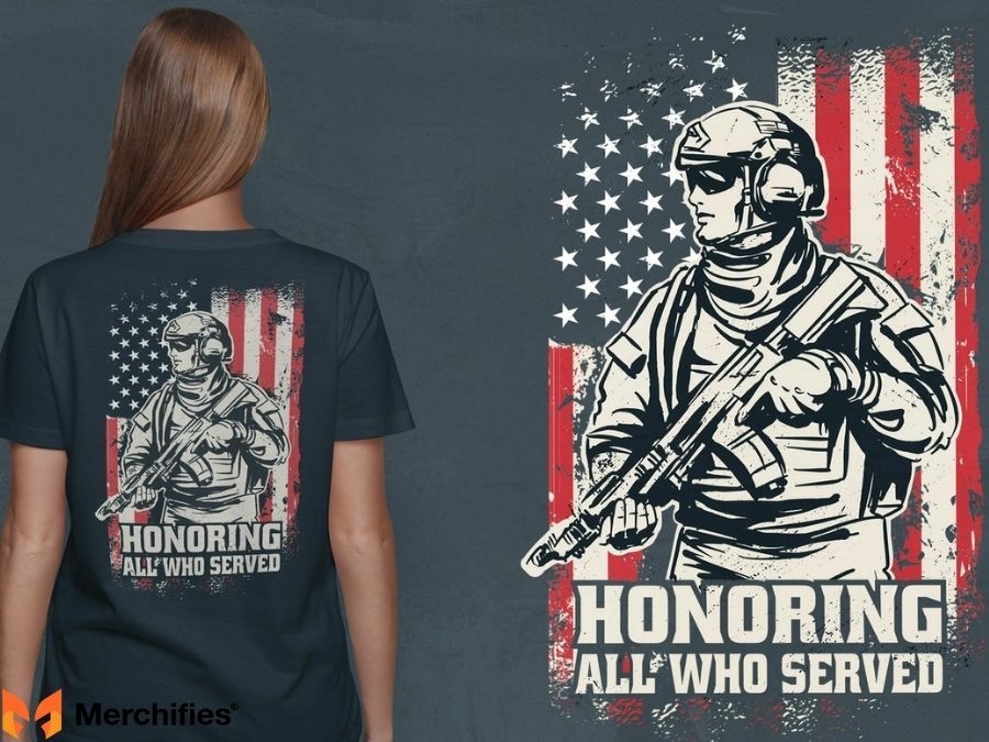 Proud to Serve, Proud to Wear Veterans Patriotic Tees