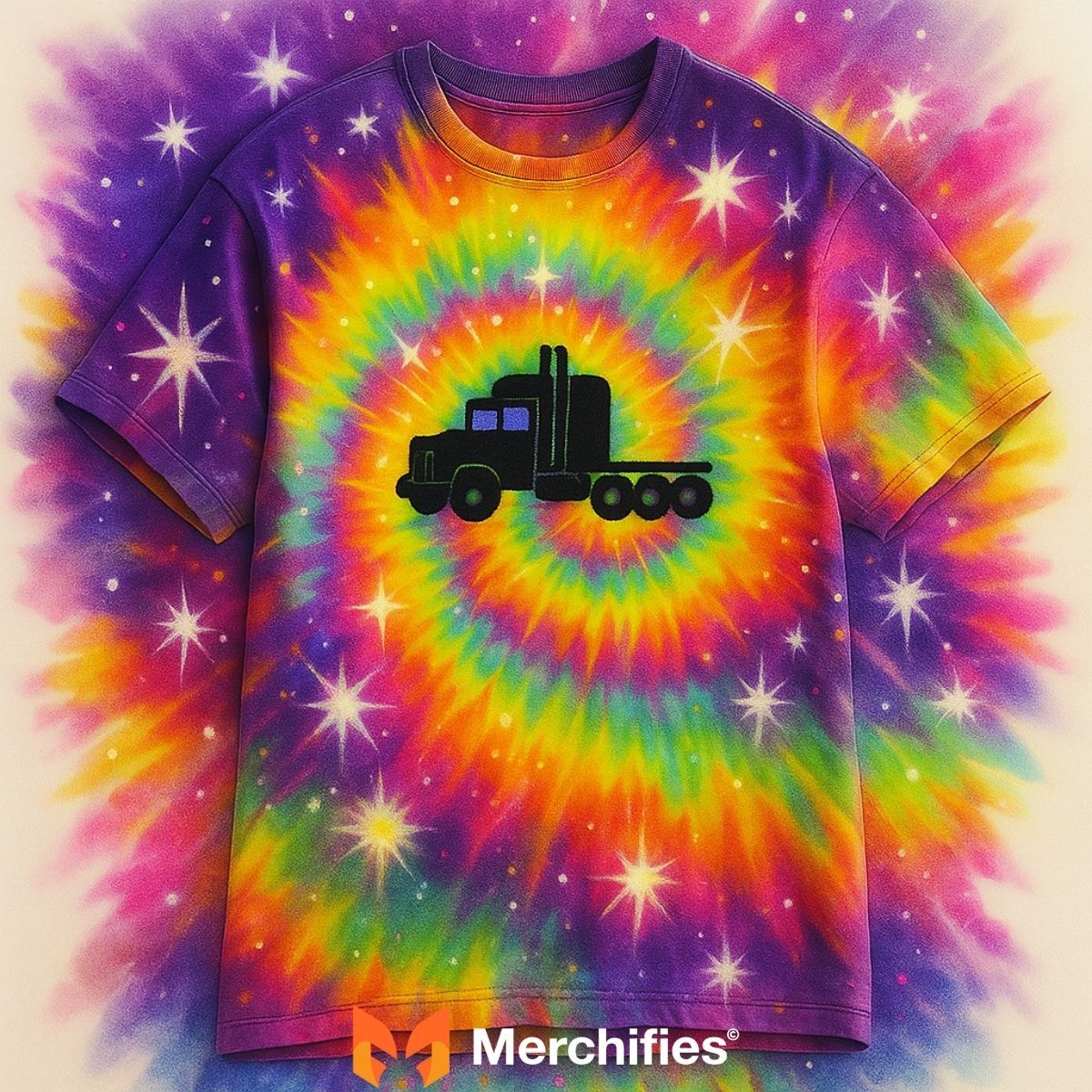 Psychedelic & Vibrant Color Truck Shirt Design Ideas