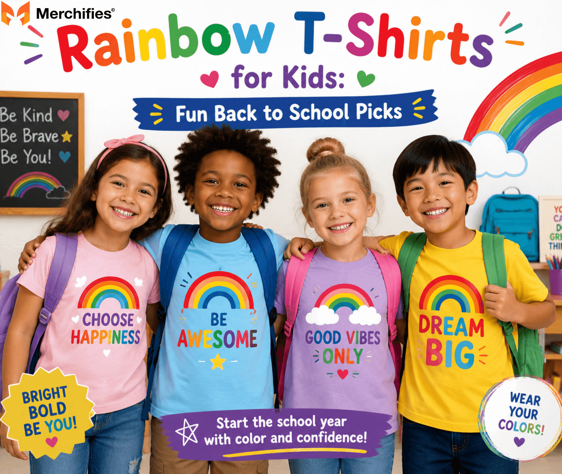 Rainbow T-Shirts for Kids Fun Back to School Picks