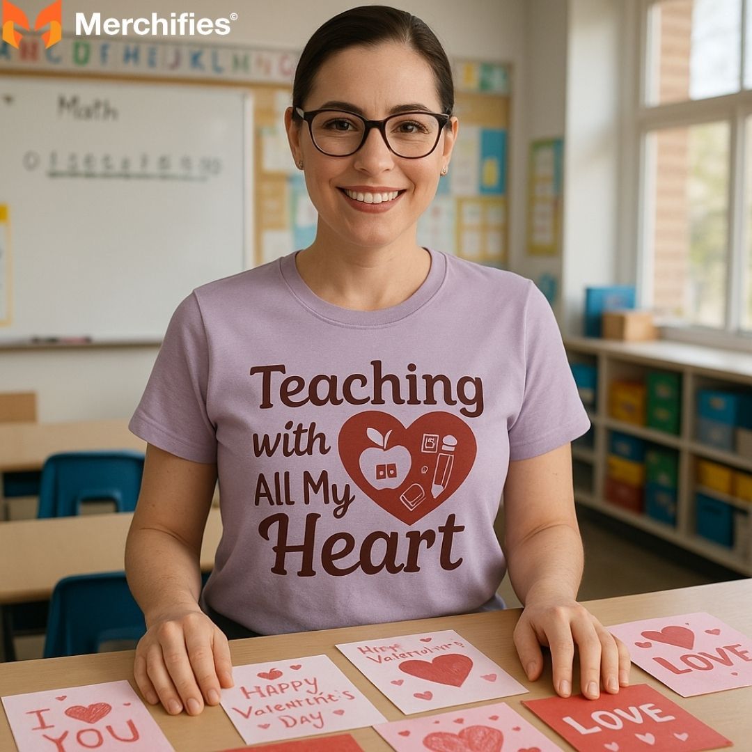 Show love and school spirit with Valentine’s Day teacher shirts.