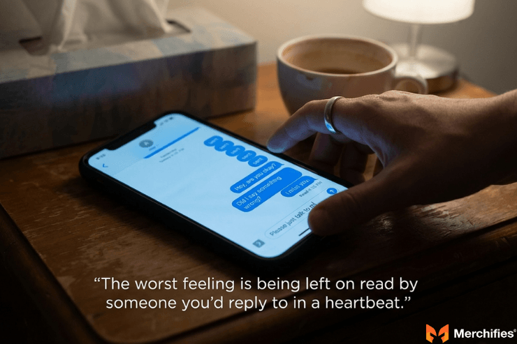 Smartphone screen showing unanswered text messages with read receipts - digital heartbreak left on read hurt love quotes