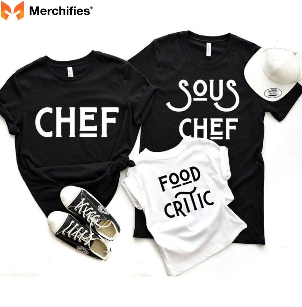 Stylish matching chef shirts for couples who love to cook together.