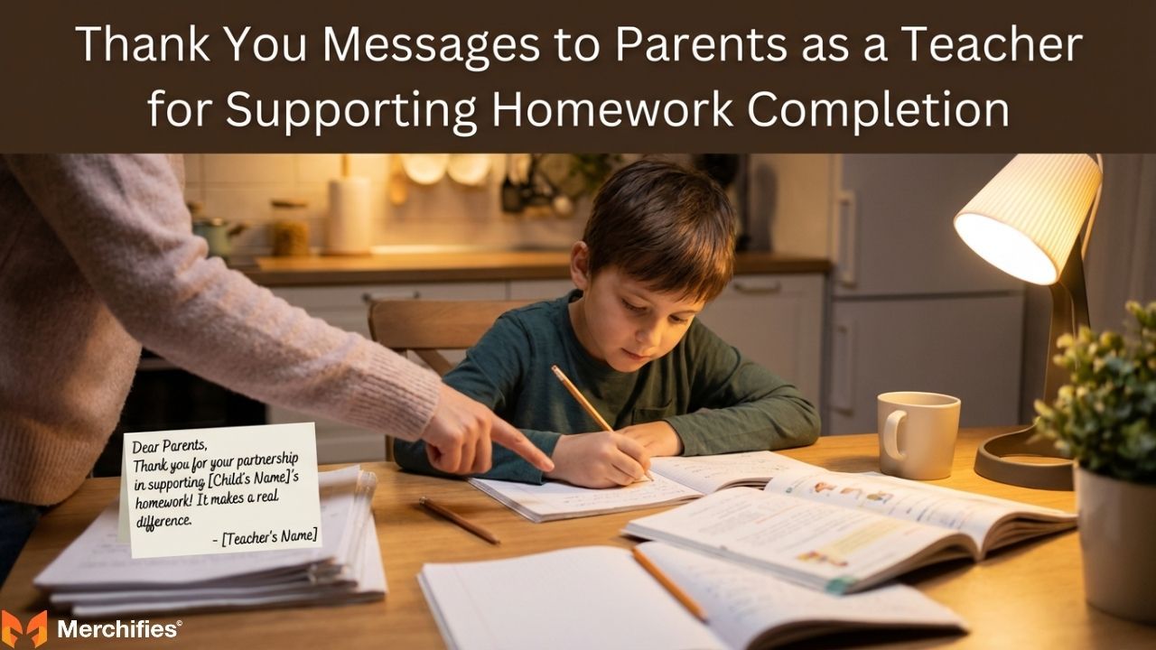 Thank You Messages to Parents as a Teacher for Supporting Homework Completion