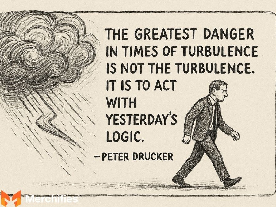 The greatest danger in times of turbulence is not the turbulence; it is to act with yesterday's logic. β Peter Drucker