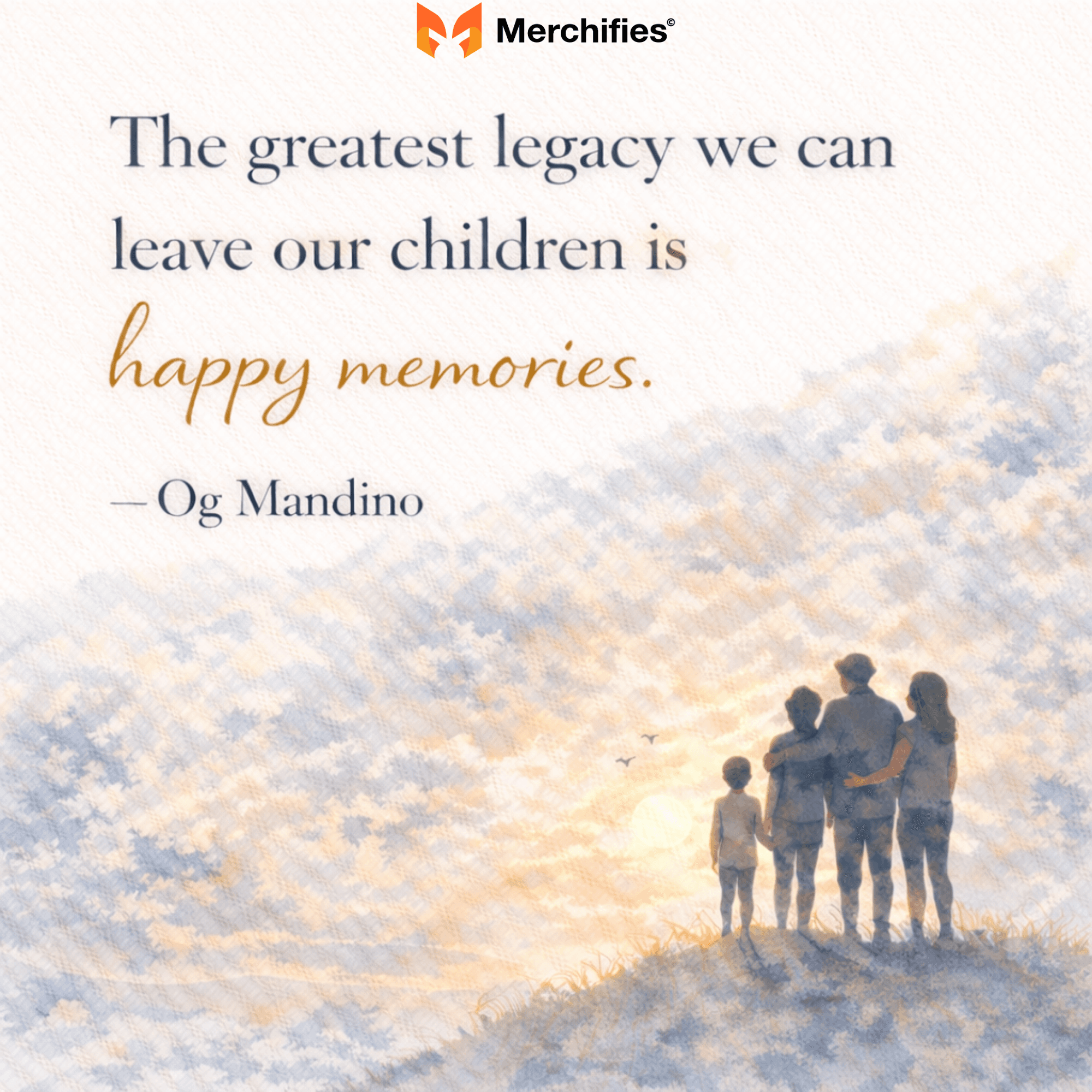 The greatest legacy we can leave our children is happy memories. – Og Mandino