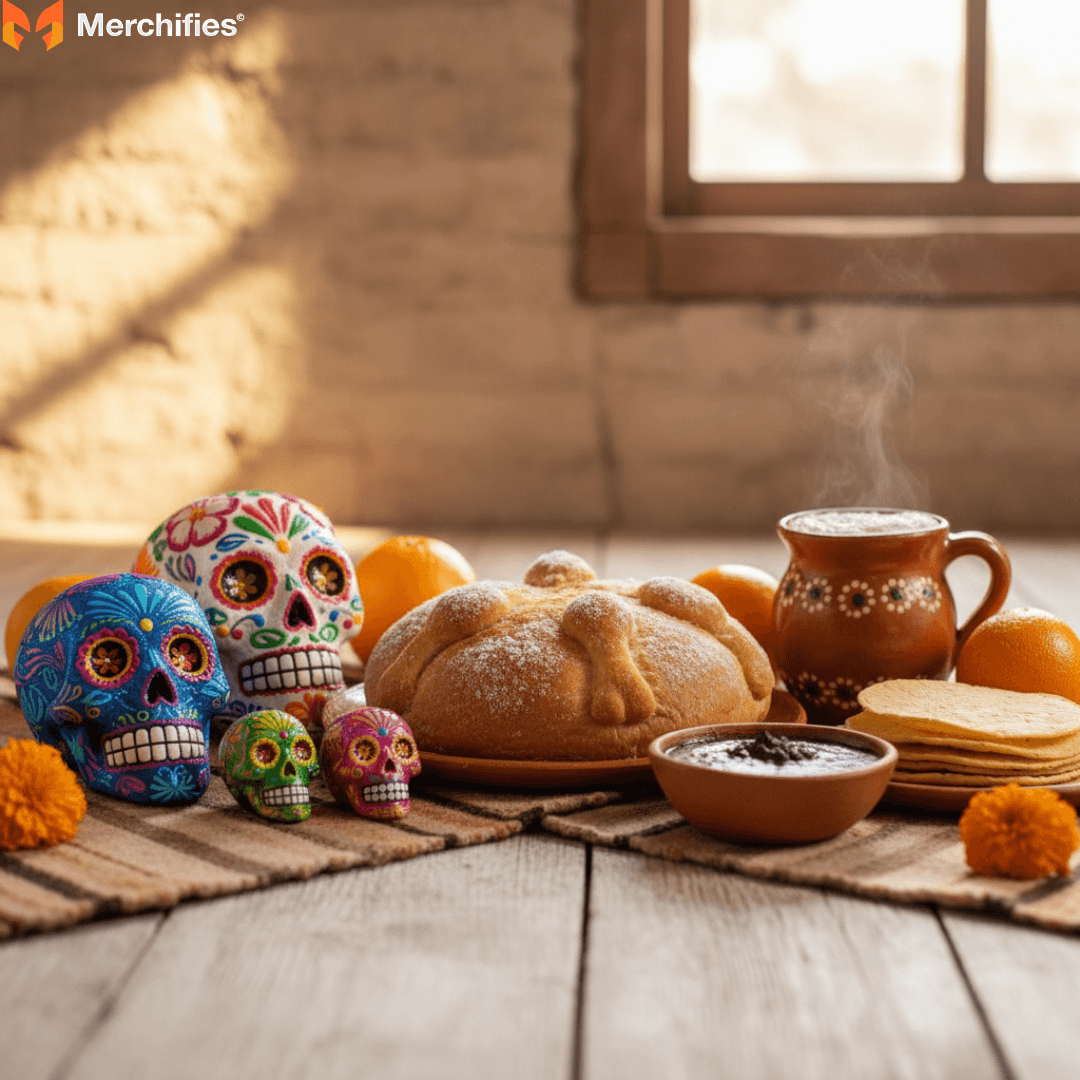 Traditional Foods and Drinks Pan de Muerto, Sugar Skulls, and Favorite Meals