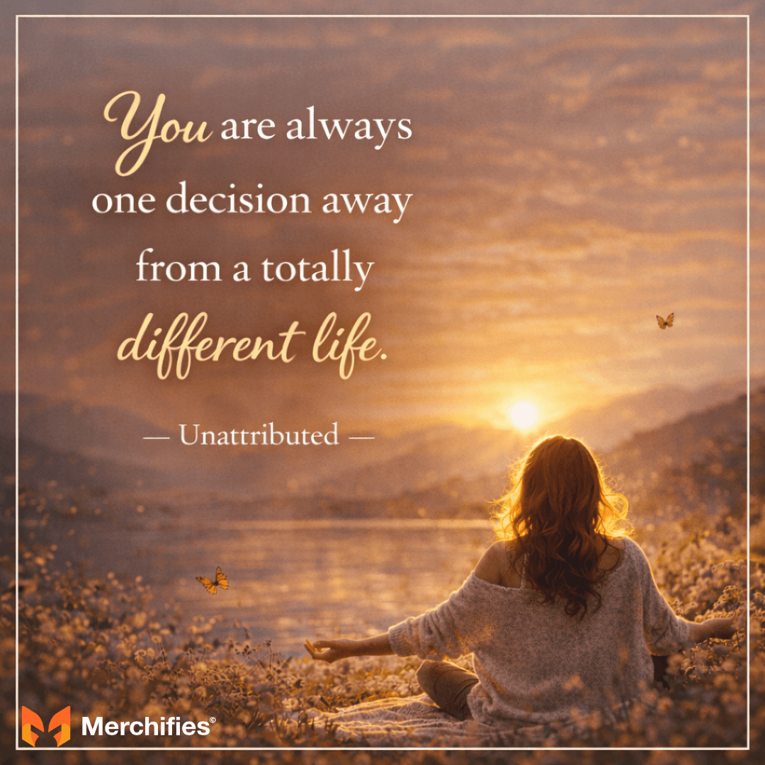 "You are always one decision away from a totally different life." - Unattributed