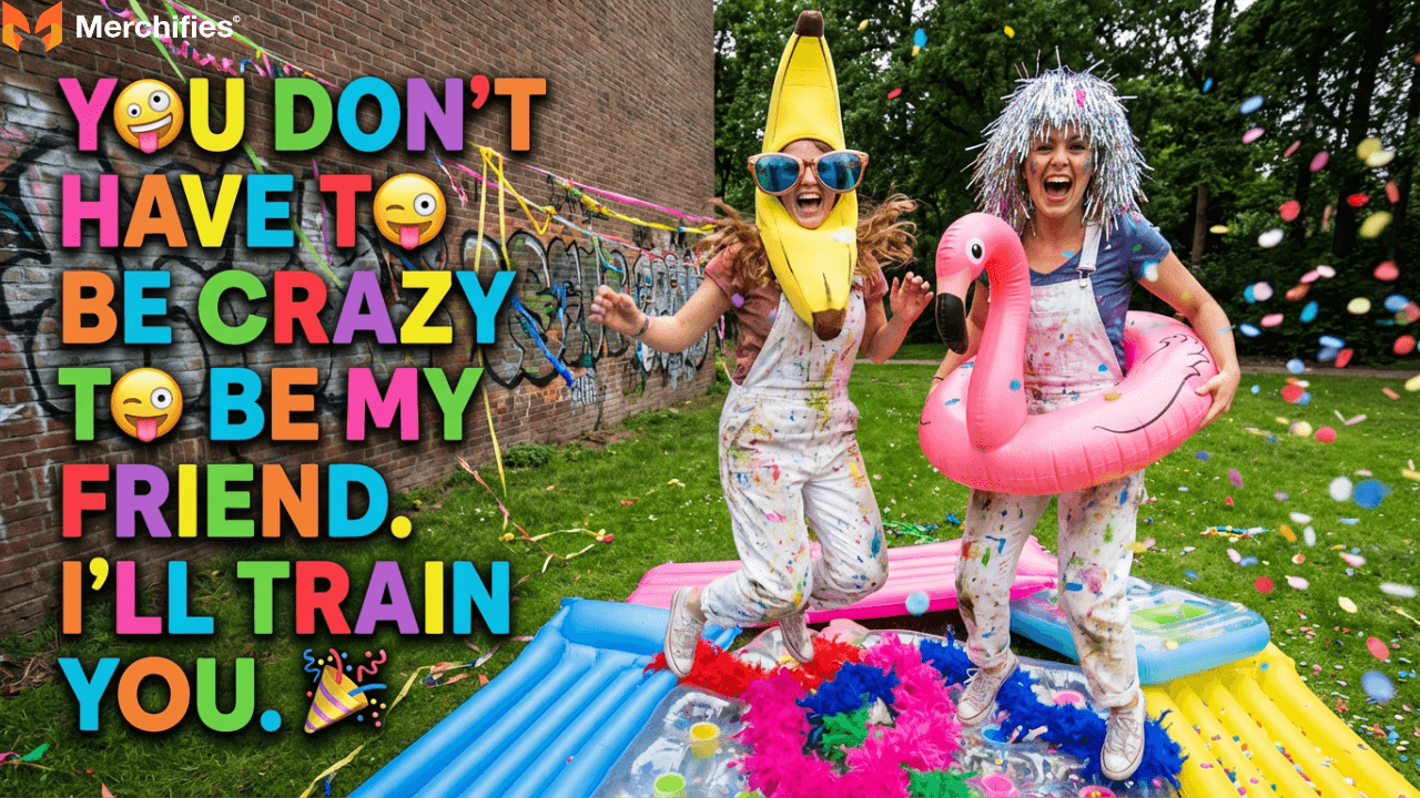 You don’t have to be crazy to be my friend. I’ll train you.- Merchifies Quotes