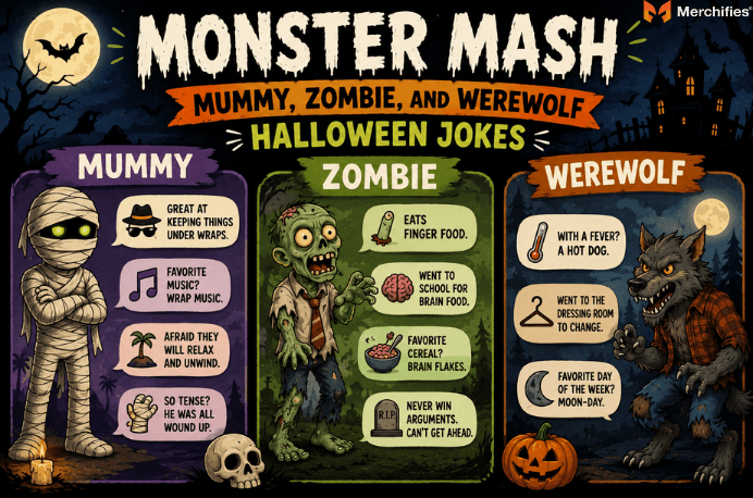 Monster-Mash-Mummy-Zombie-and-Werewolf-Halloween-Jokes