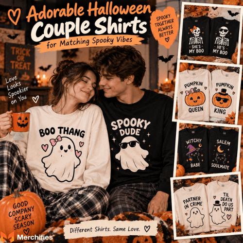 Adorable Halloween Couple Shirts for Matching Spooky Vibes