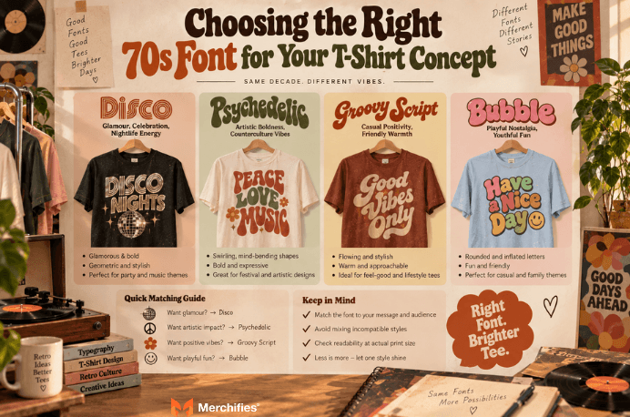 Bringing 70s Typography to Life on Custom Apparel
