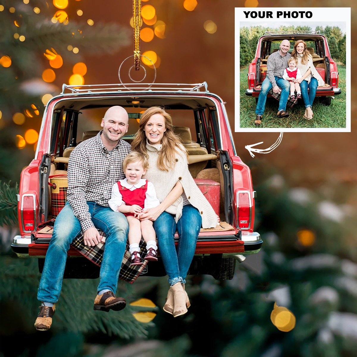 Customized Your Photo Ornament - Personalized Photo Mica Ornament - Christmas Gift For Family Member