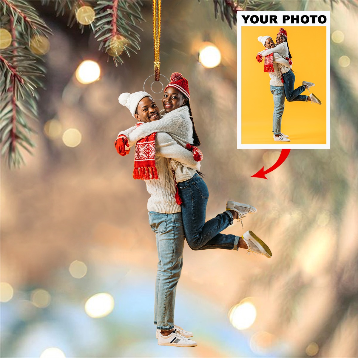 Personalized Photo Mica Ornament - Christmas Gift For Couple, Wife, Husband, Boyfriend, Girlfriend