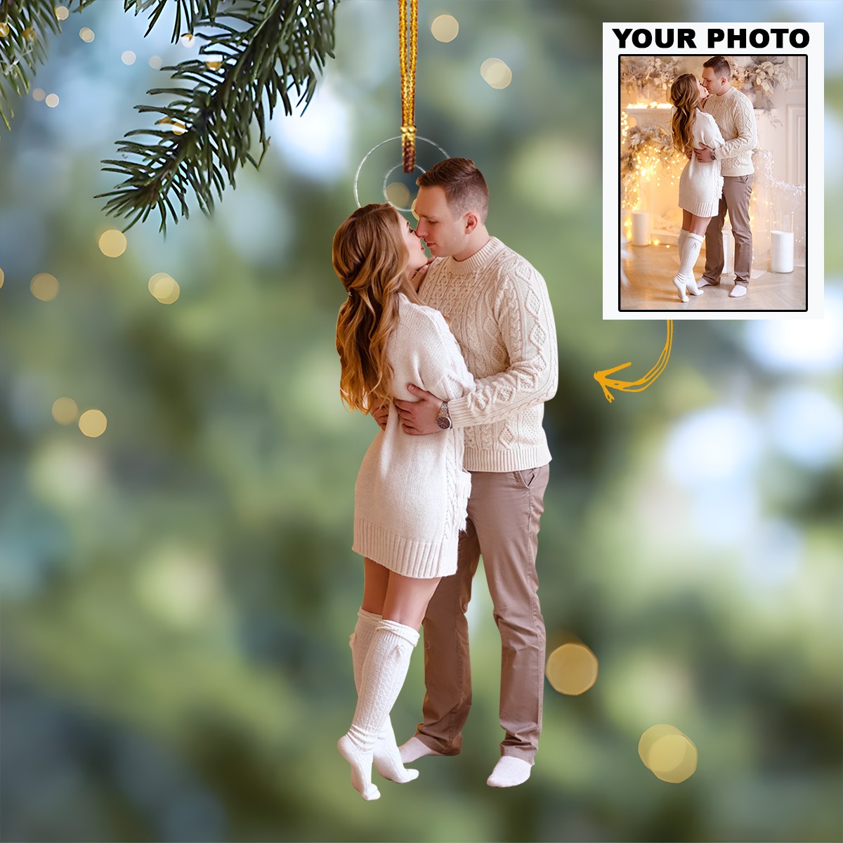 Personalized Photo Mica Ornament - Christmas Gift For Couple, Wife, Husband, Boyfriend, Girlfriend