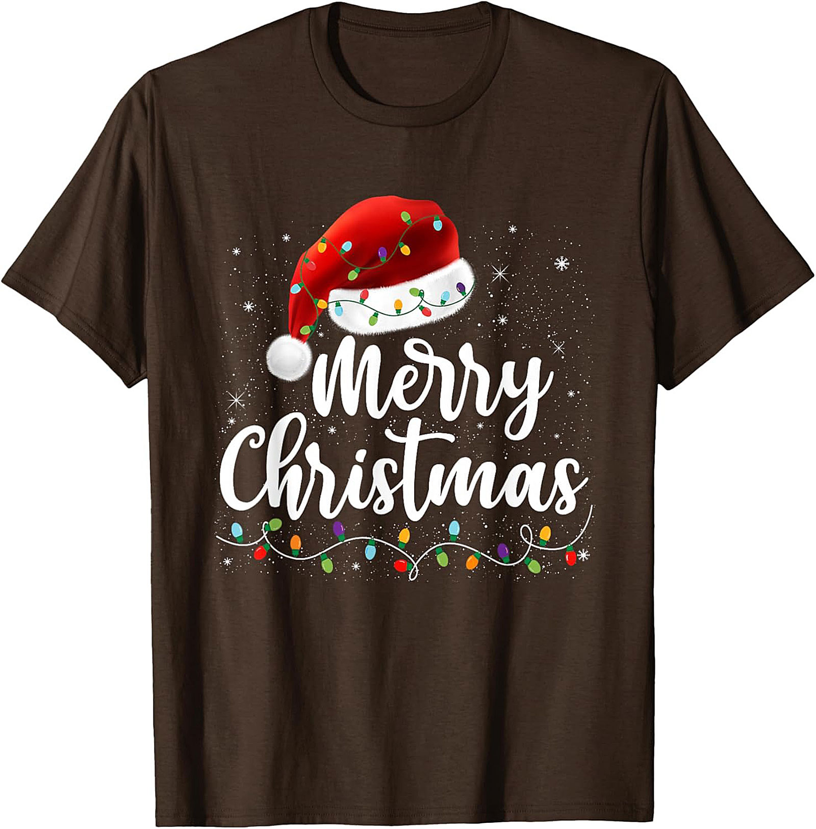 Merry Christmas Santa Hat Lights Graphic Tee | Unisex Tee