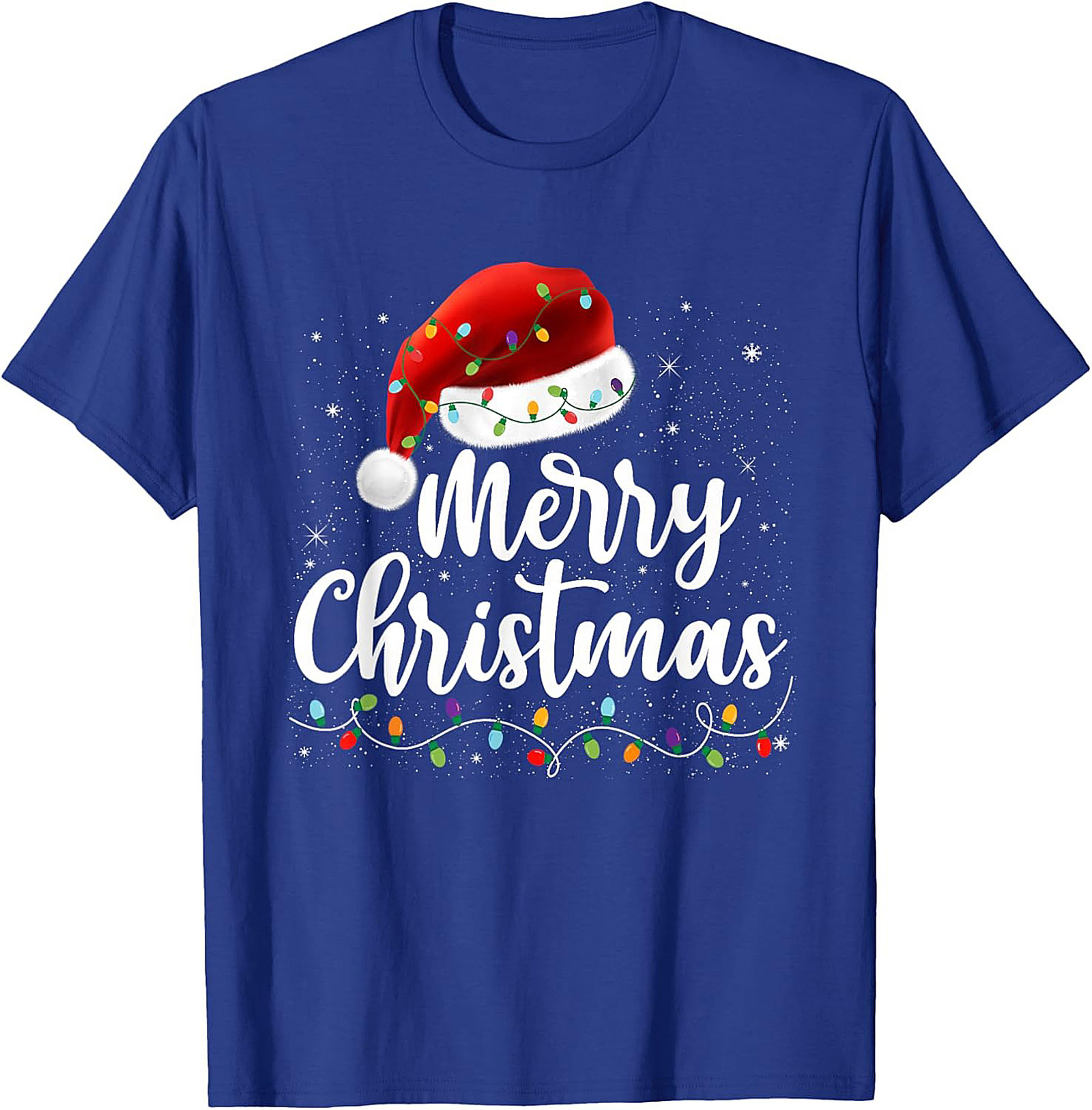 Merry Christmas Santa Hat Lights Graphic Tee | Unisex Tee