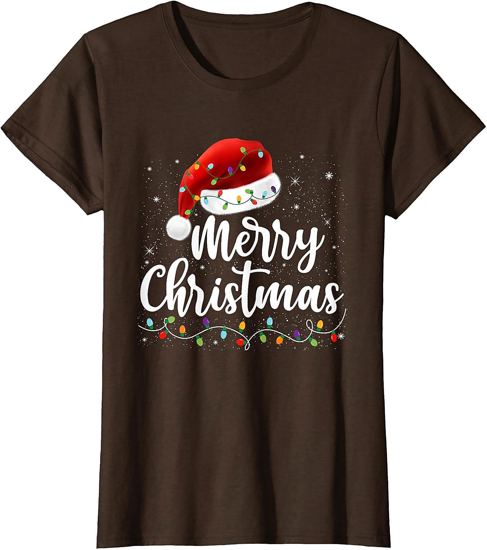 Merry Christmas Santa Hat Lights Graphic Tee | Unisex Tee