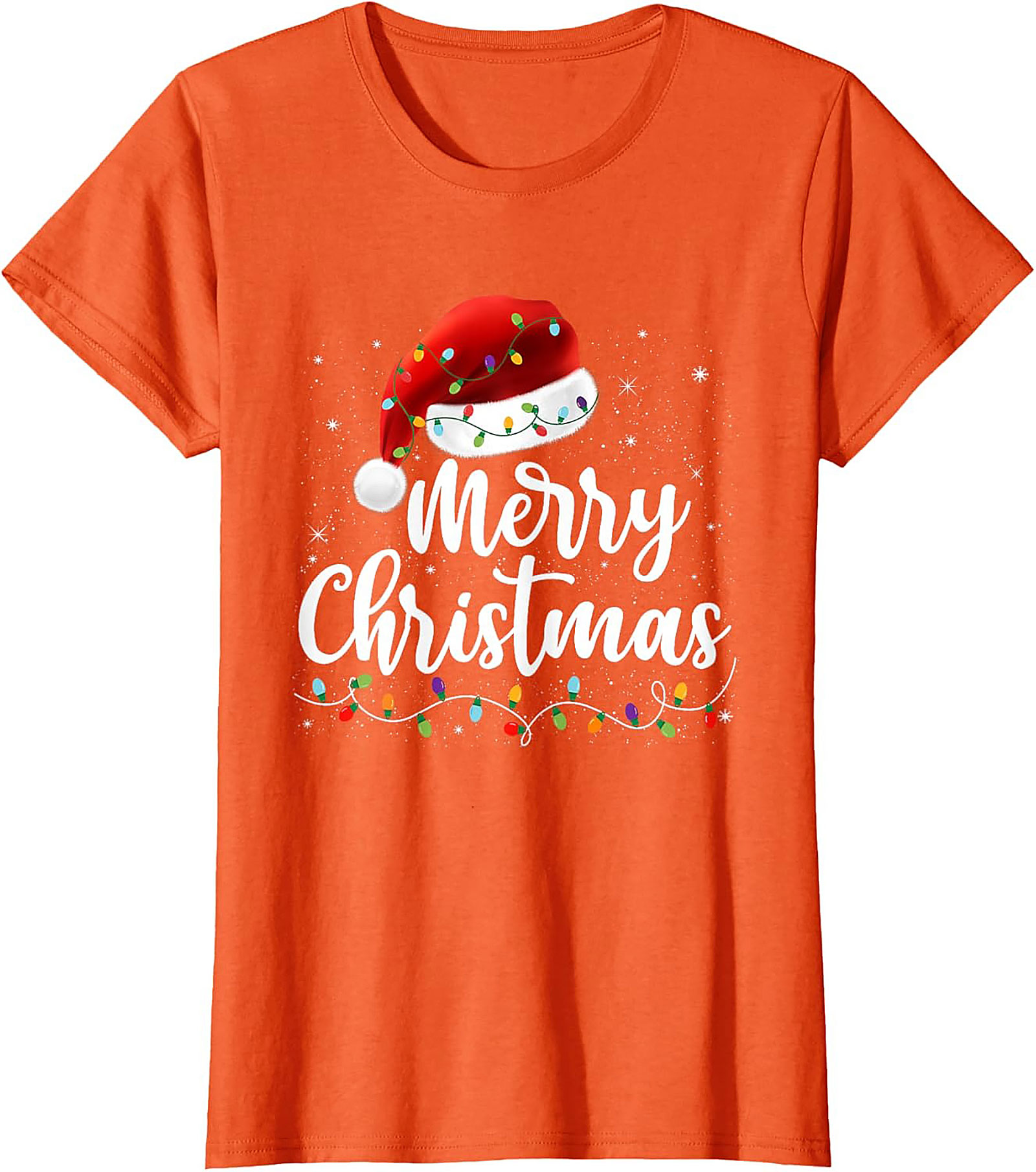 Merry Christmas Santa Hat Lights Graphic Tee | Unisex Tee