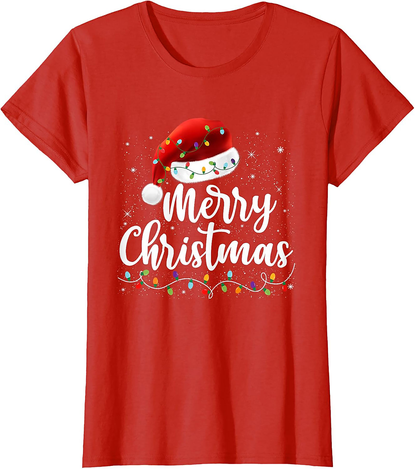 Merry Christmas Santa Hat Lights Graphic Tee | Unisex Tee