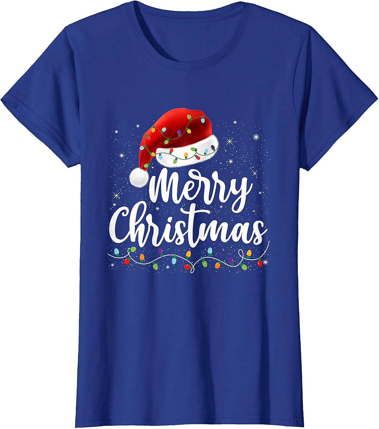 Merry Christmas Santa Hat Lights Graphic Tee | Unisex Tee