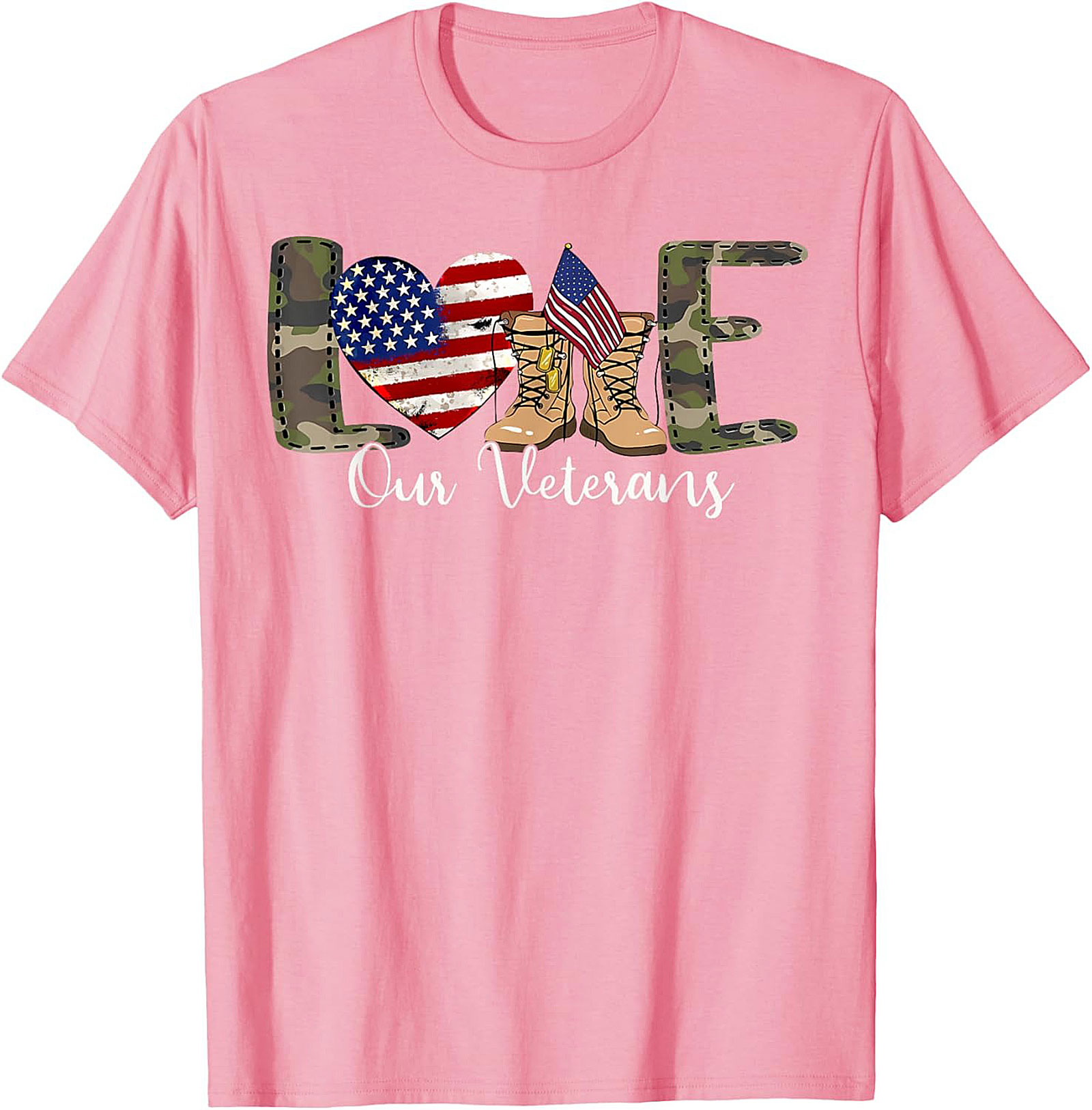 LOVE Our Veterans Support T-shirt | Patriotic Graphic Tee