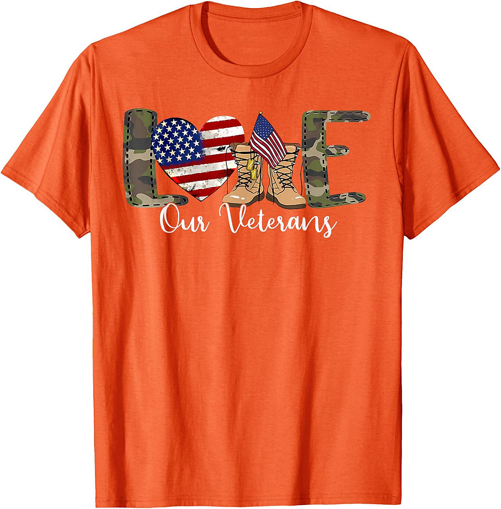 LOVE Our Veterans Support T-shirt | Patriotic Graphic Tee