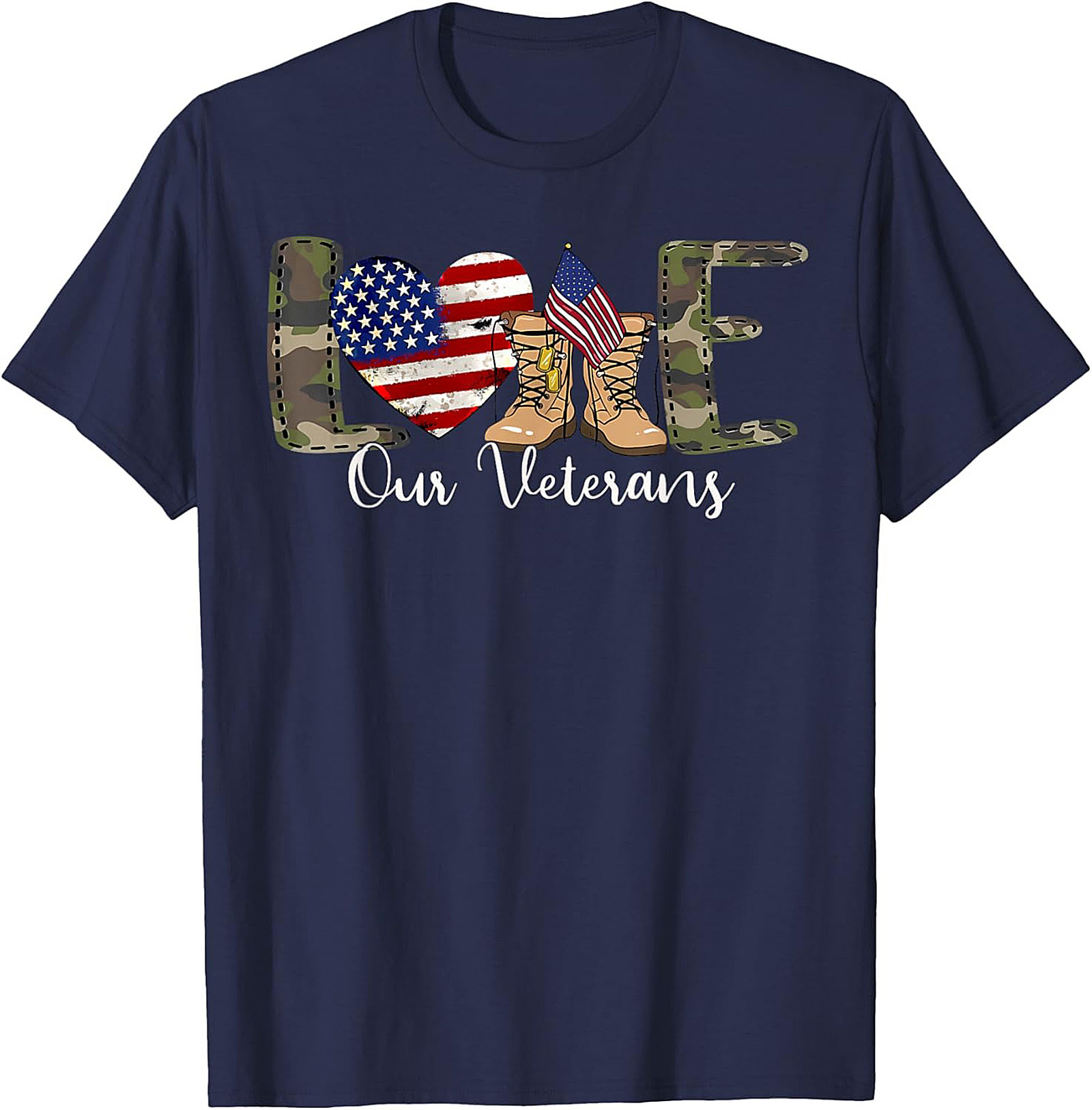 LOVE Our Veterans Support T-shirt | Patriotic Graphic Tee