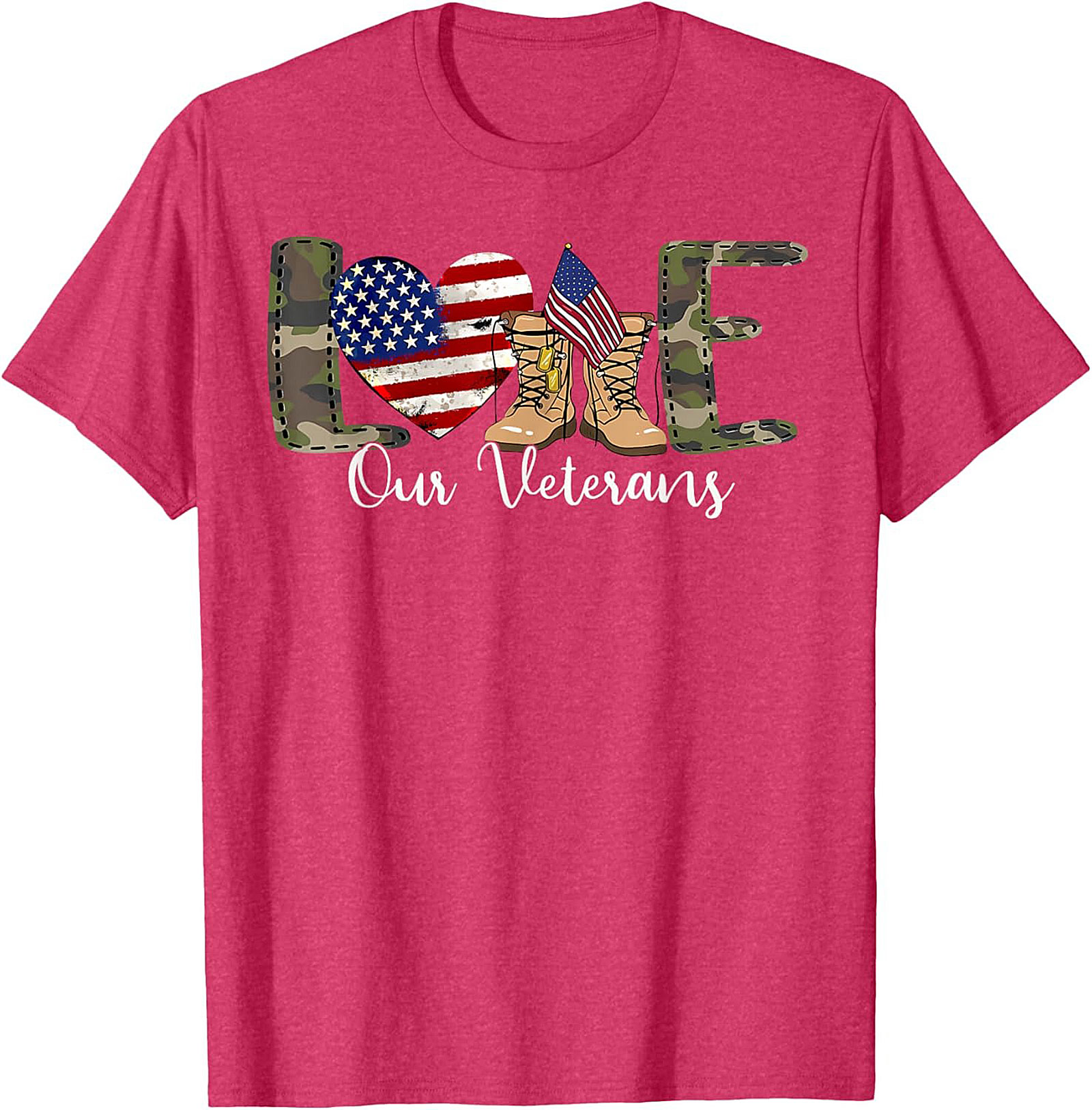 LOVE Our Veterans Support T-shirt | Patriotic Graphic Tee