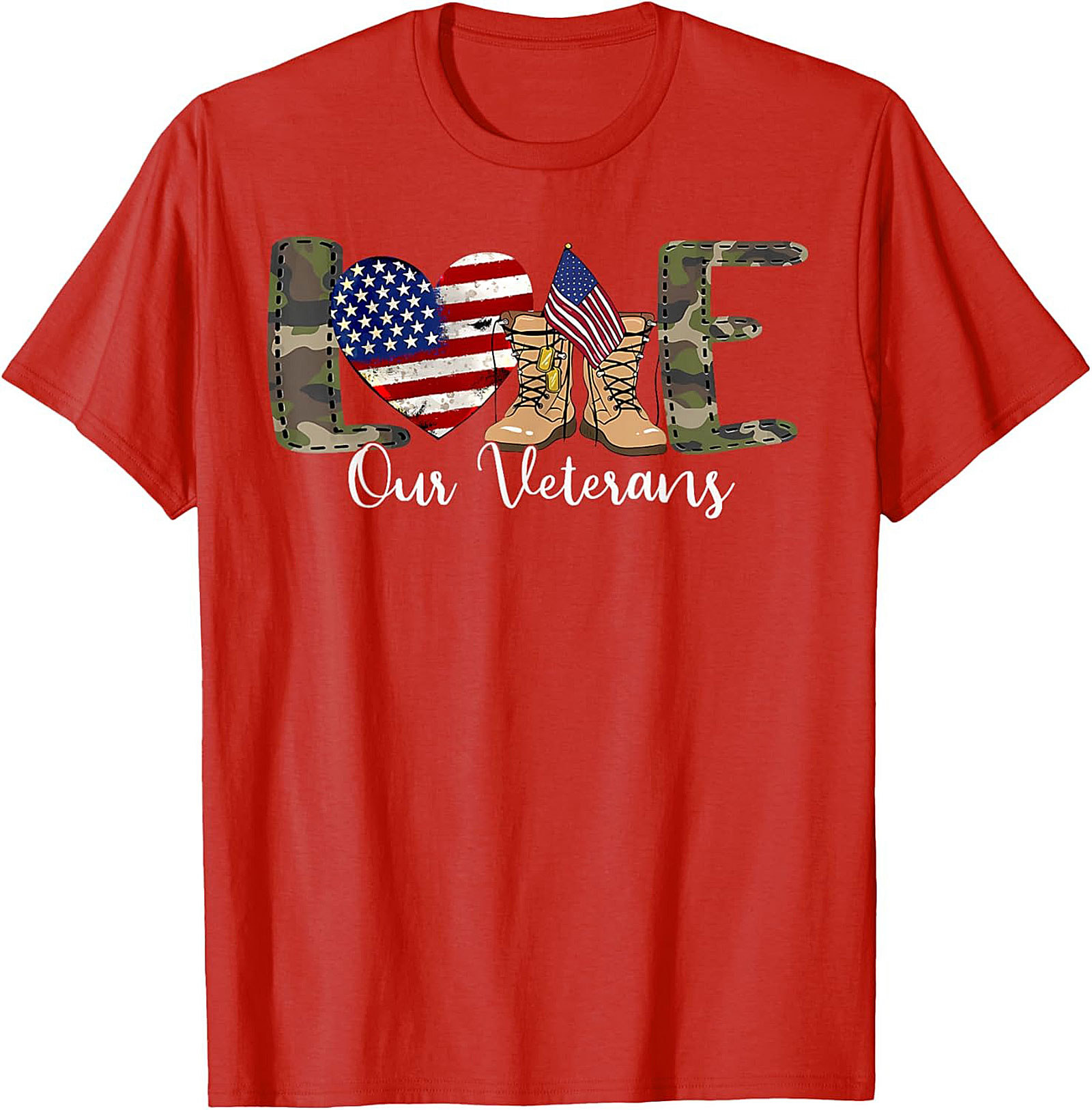 LOVE Our Veterans Support T-shirt | Patriotic Graphic Tee