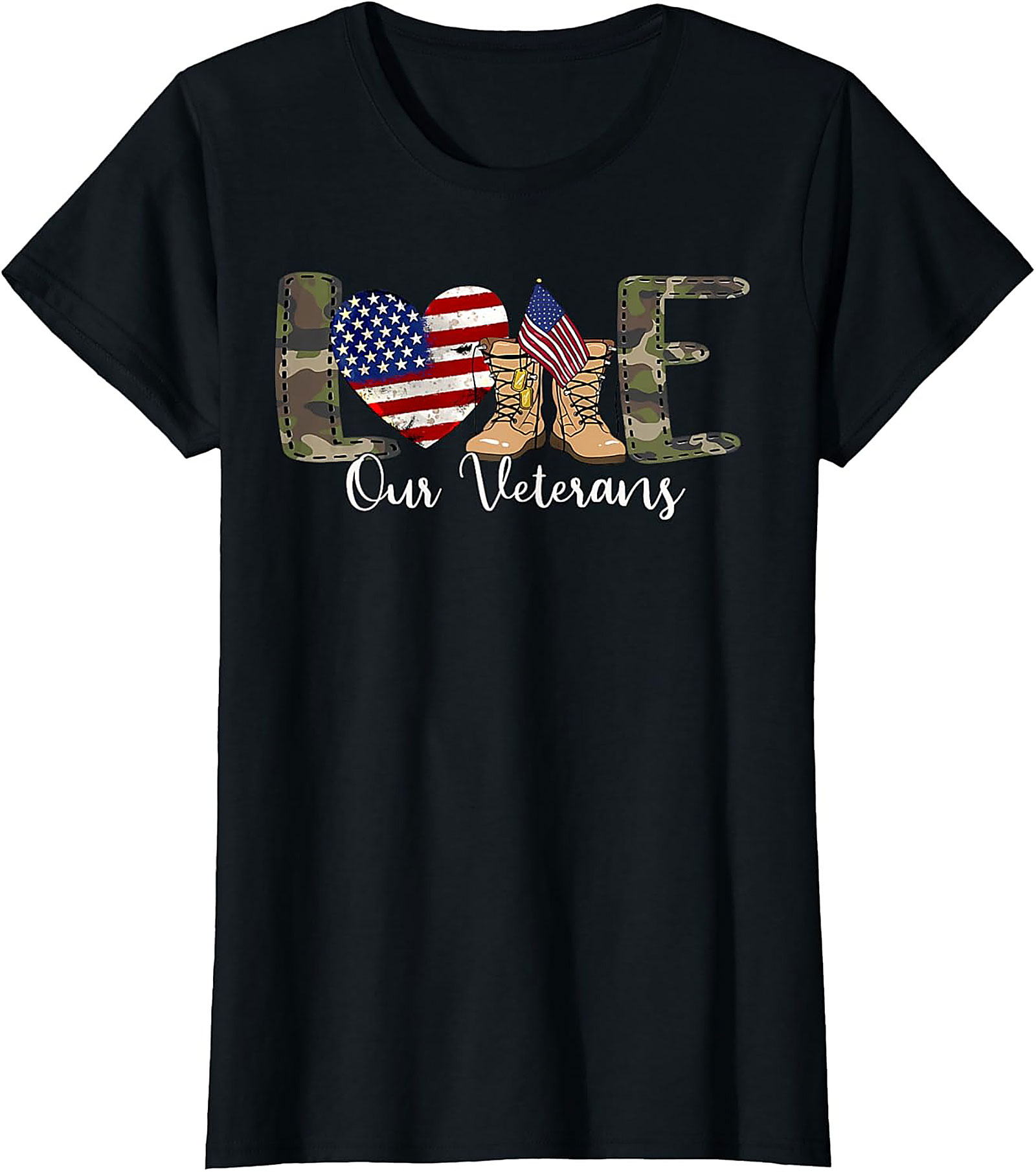 LOVE Our Veterans Support T-shirt | Patriotic Graphic Tee