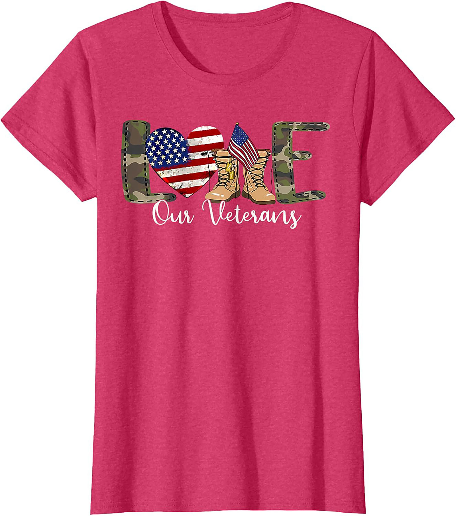 LOVE Our Veterans Support T-shirt | Patriotic Graphic Tee