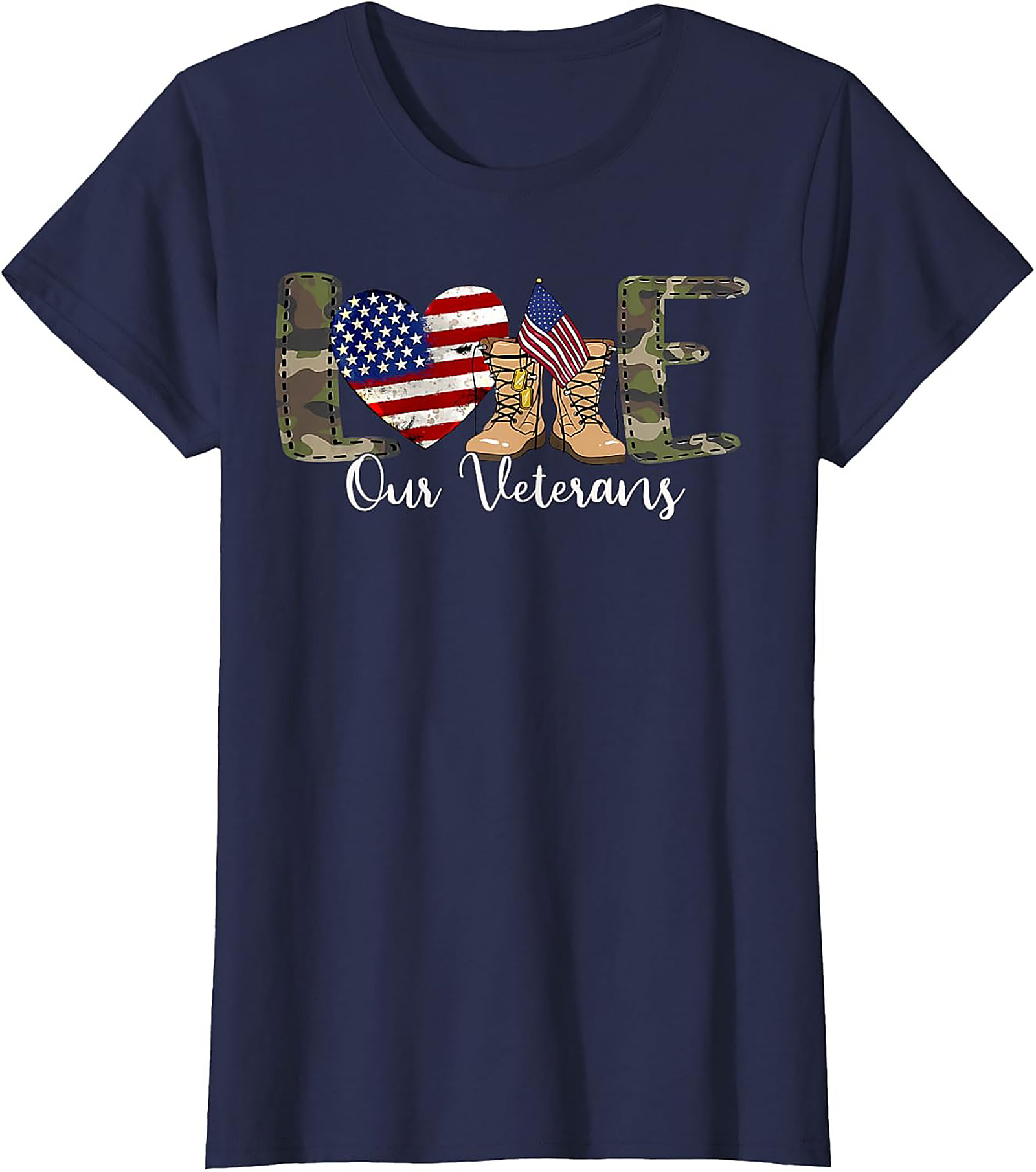 LOVE Our Veterans Support T-shirt | Patriotic Graphic Tee