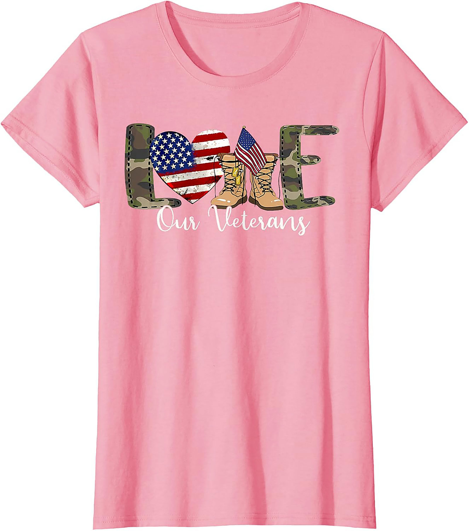 LOVE Our Veterans Support T-shirt | Patriotic Graphic Tee
