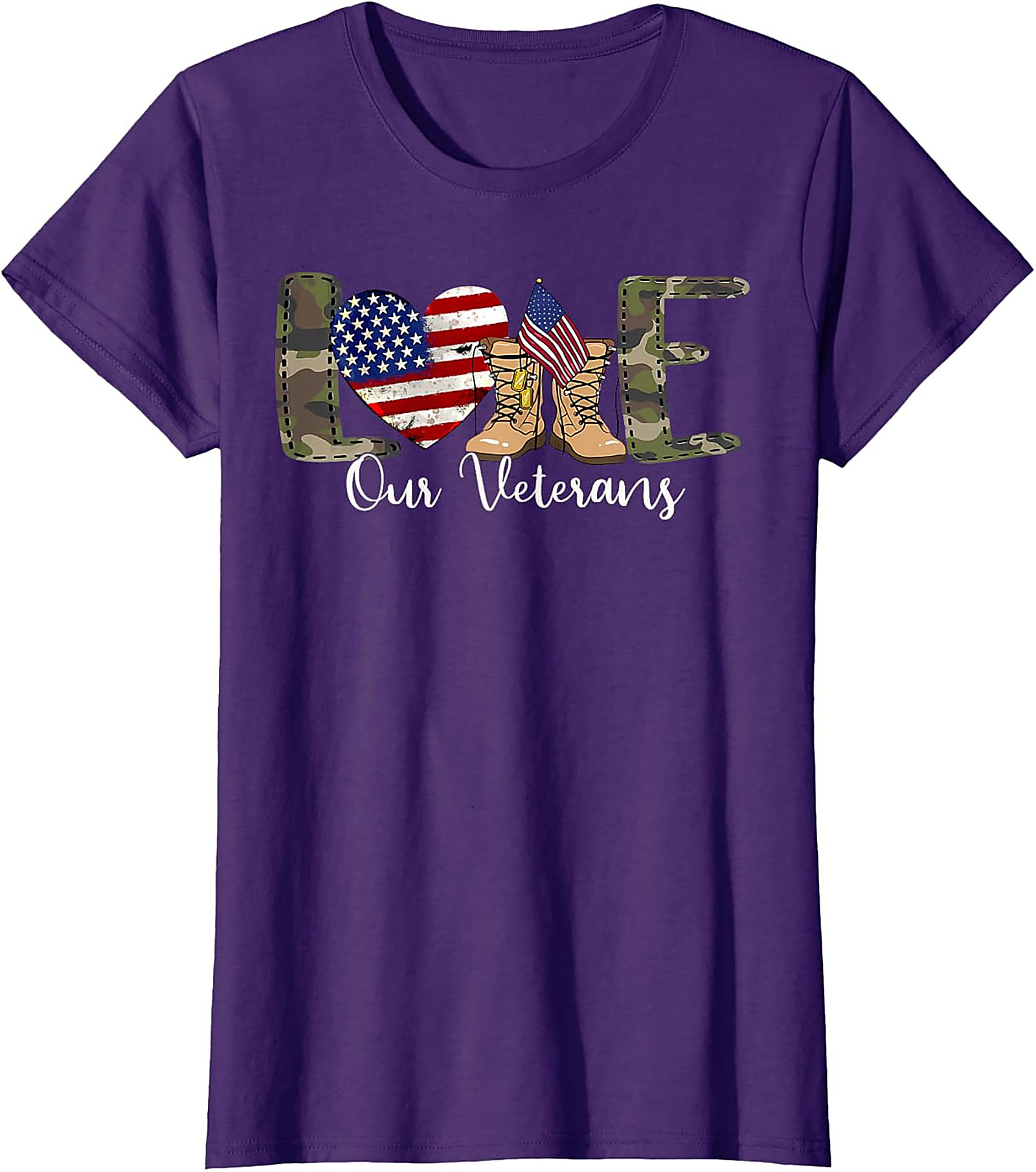 LOVE Our Veterans Support T-shirt | Patriotic Graphic Tee