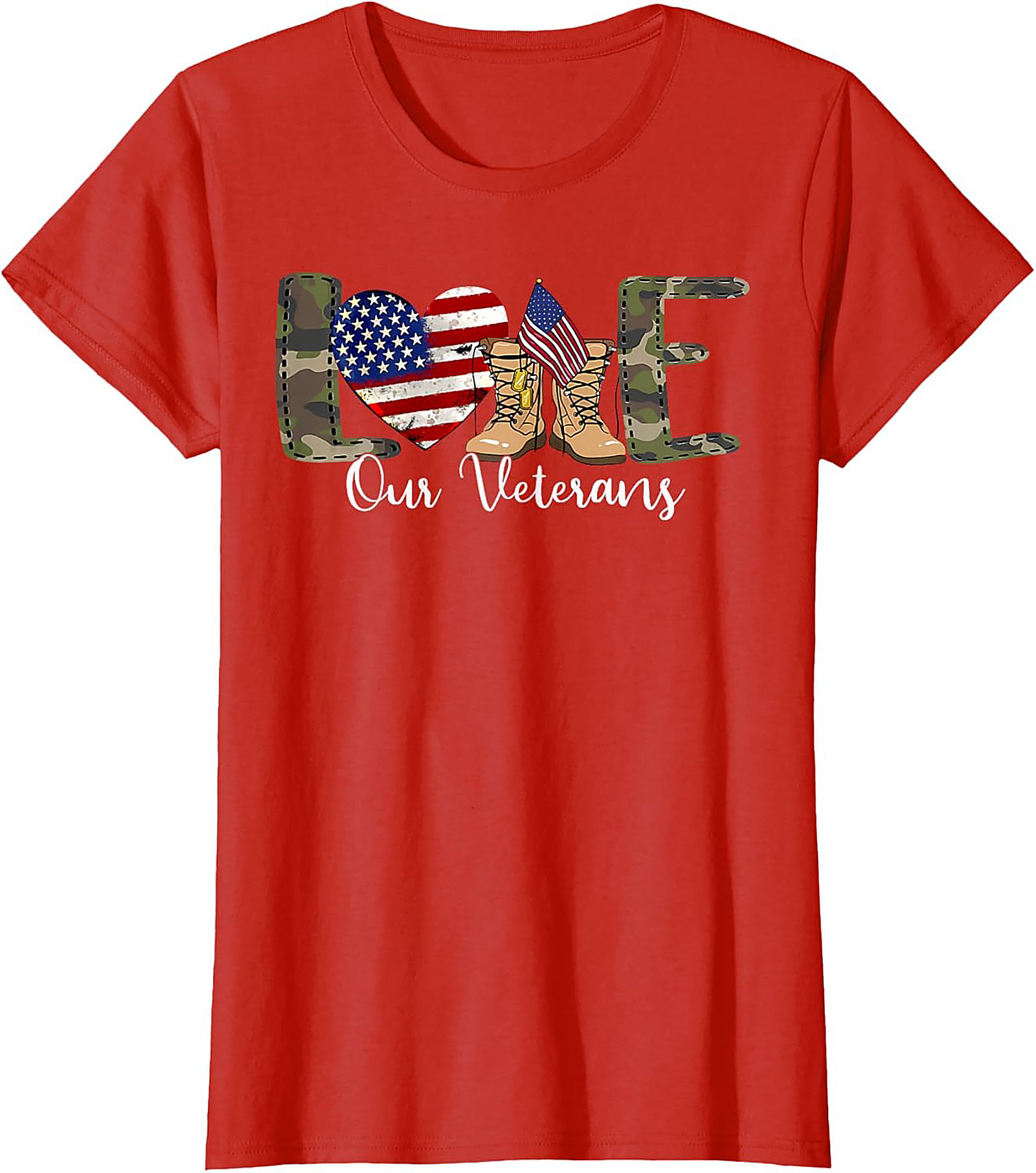 LOVE Our Veterans Support T-shirt | Patriotic Graphic Tee