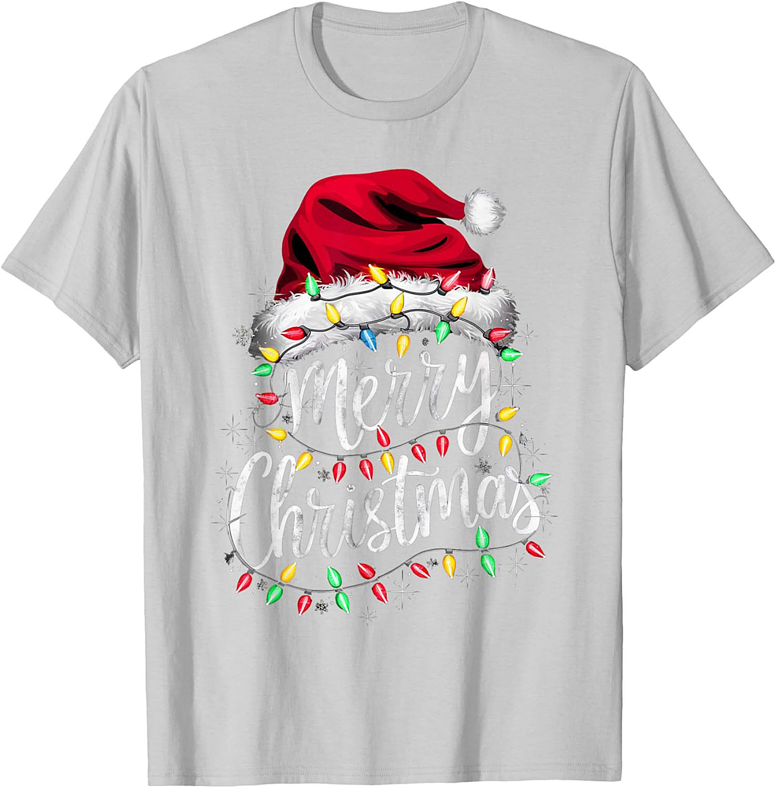  Festive Merry Christmas T-shirt Santa Hat Graphic Tee