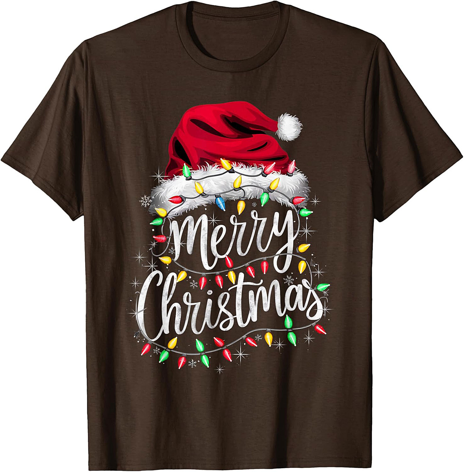  Festive Merry Christmas T-shirt Santa Hat Graphic Tee